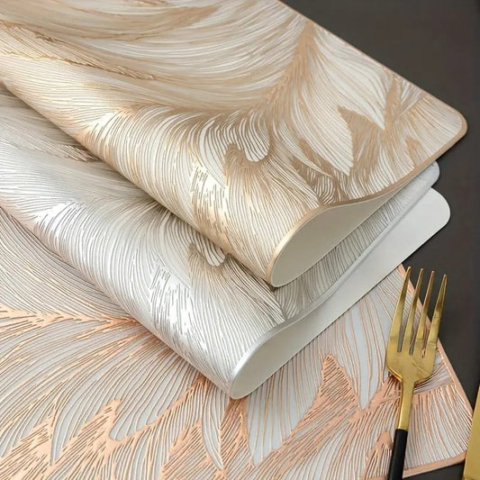 Elegant Golden Geometric Flower Pattern PVC Placemats and Coasters