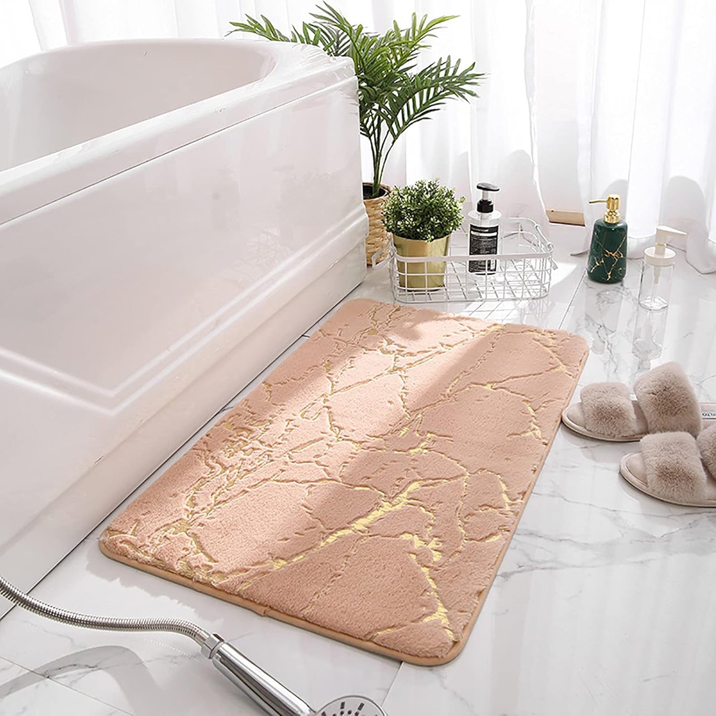 Memory Foam Marble Design Bath Mat