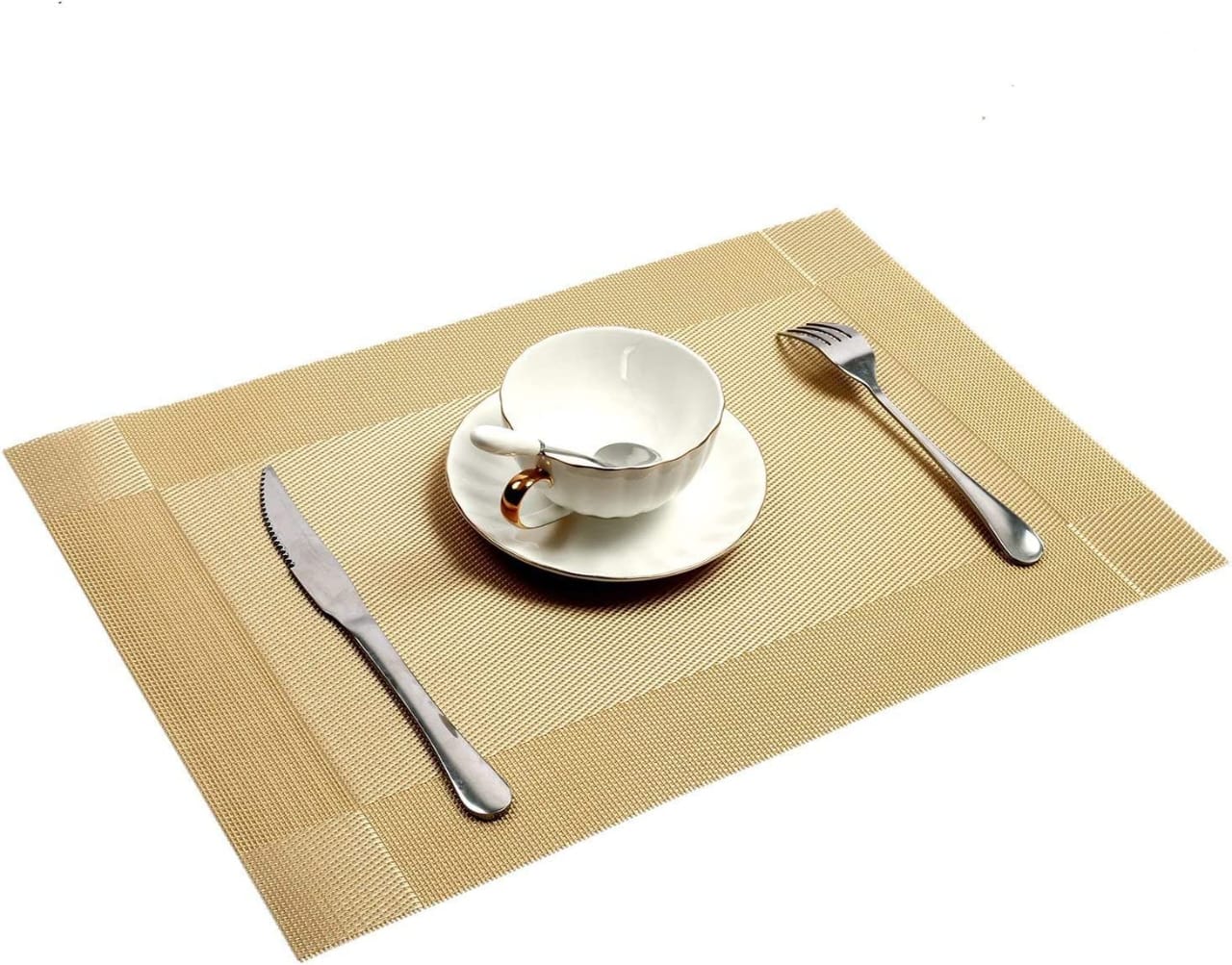 Set of 2/4/6/8pcs Golden Pvc Placemats,
