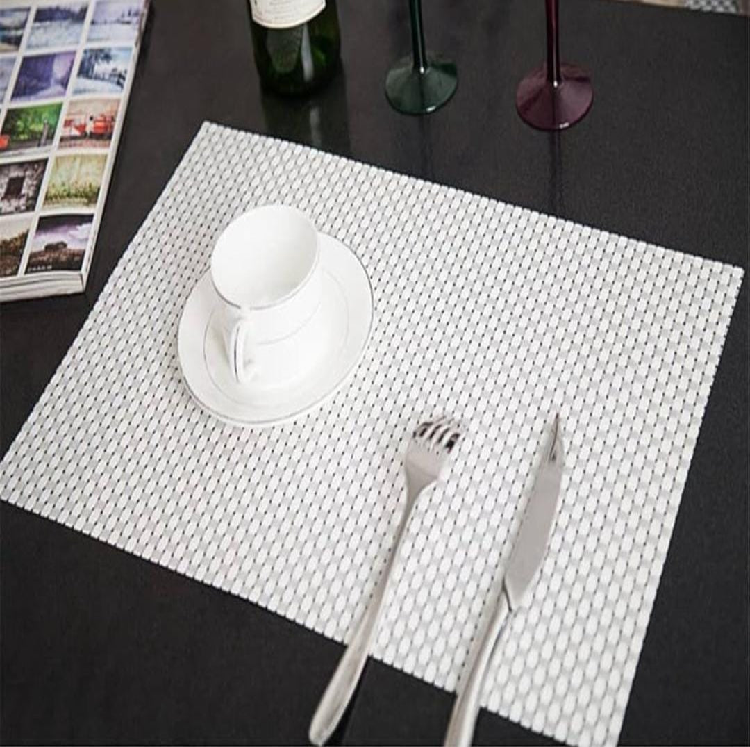 Set of 2/4/6/8pcs White check Pvc Placemats,
