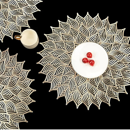 2/4/6/8 PVC Flower Placemats Placemats Round 15 inch