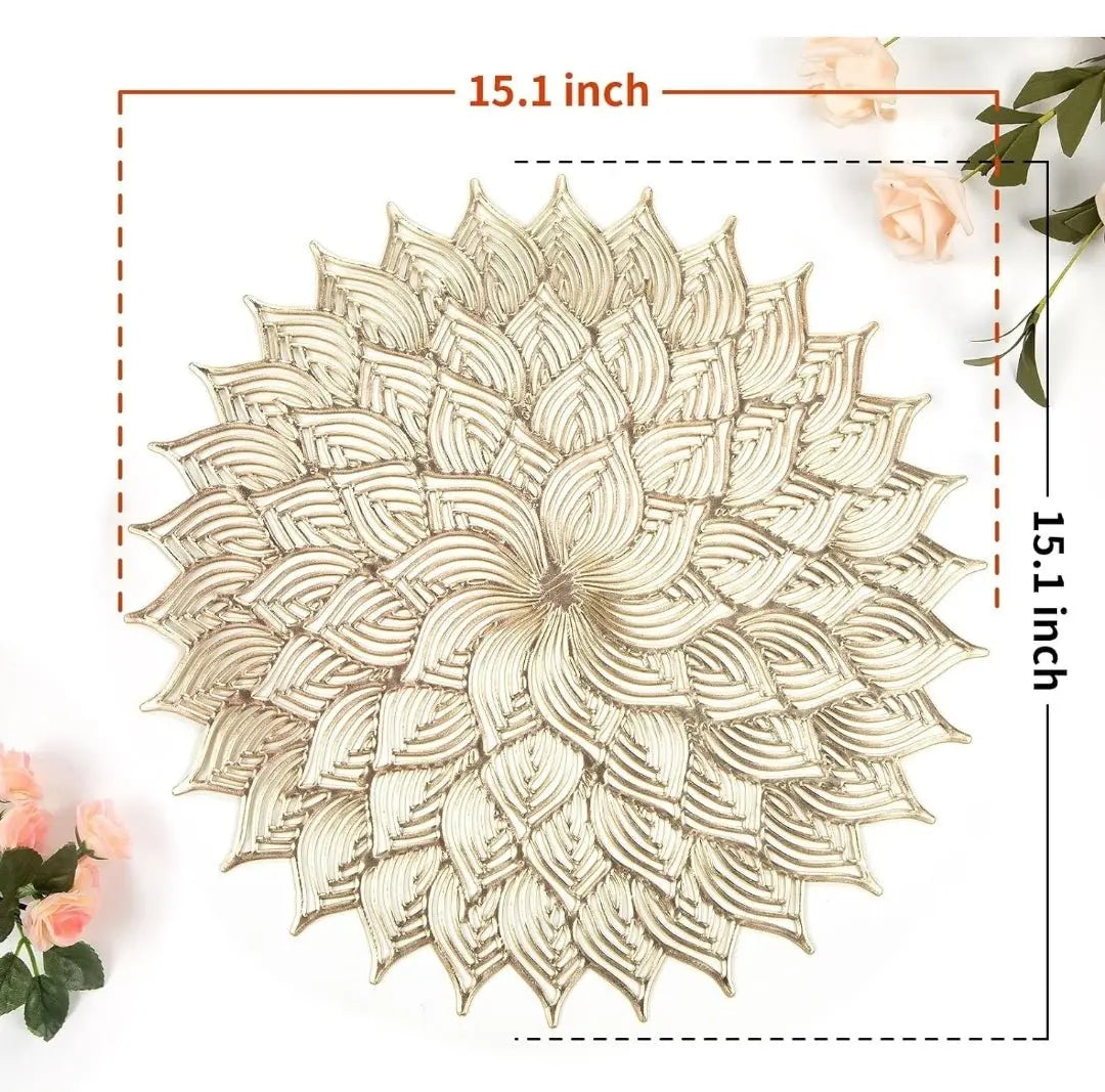 2/4/6/8 PVC Flower Placemats Placemats Round 15 inch