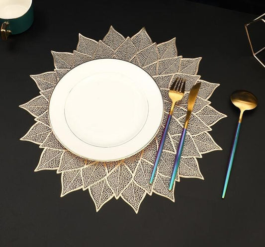 2/4/6/8 PVC Leaf Shape Placemats