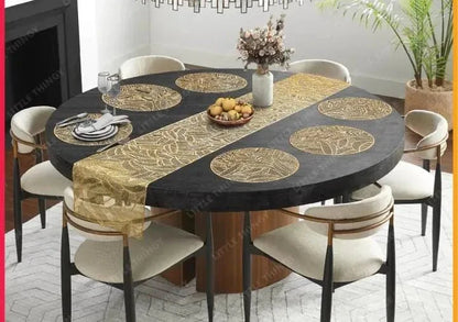 2/4/6/8 PVC Leaf Shape Round Placemats