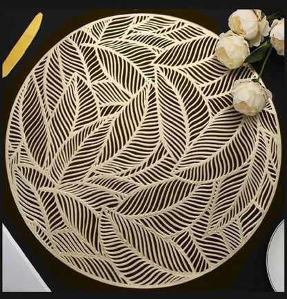2/4/6/8 PVC Leaf Shape Round Placemats