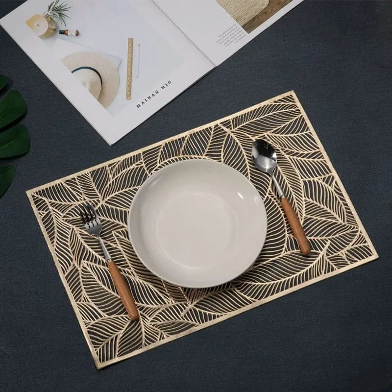 2/4/6/8 PVC Leave Placemats Rectangle 12x18