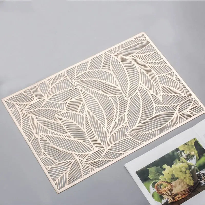 2/4/6/8 PVC Leave Placemats Rectangle 12x18