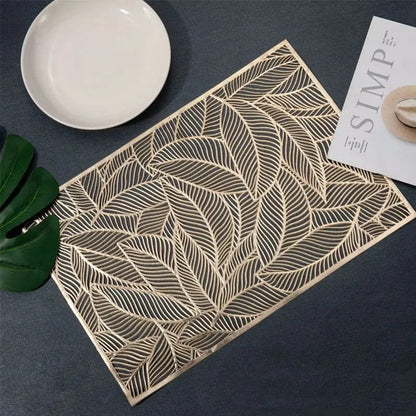 2/4/6/8 PVC Leave Placemats Rectangle 12x18