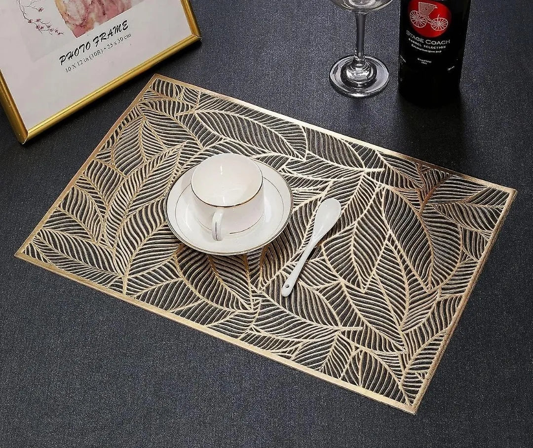 2/4/6/8 PVC Leave Placemats Rectangle 12x18