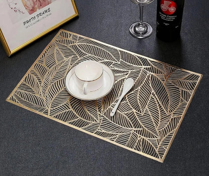 2/4/6/8 PVC Leave Placemats Rectangle 12x18