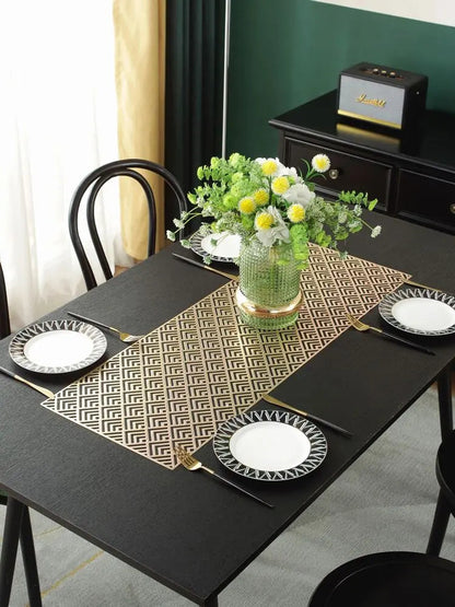 2/4/6/8 PVC Luxury Leaves Placemats Rectangle 12x18