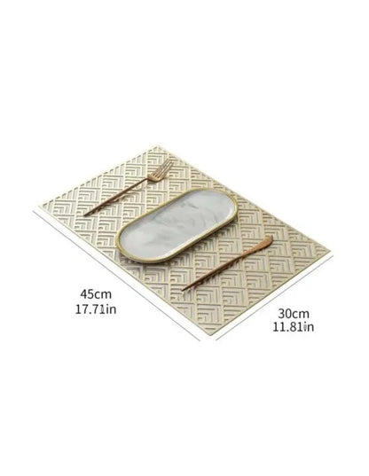 2/4/6/8 PVC Luxury Leaves Placemats Rectangle 12x18