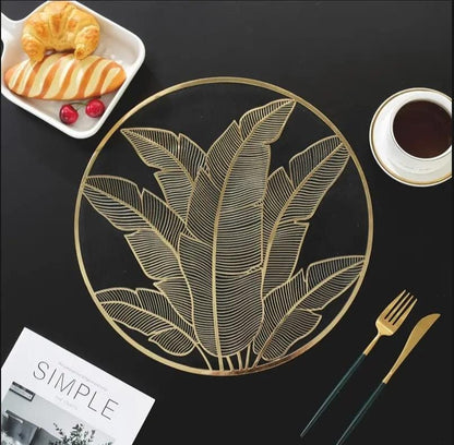 2/4/6/8 Vinyl Placemats & Coaster Golden