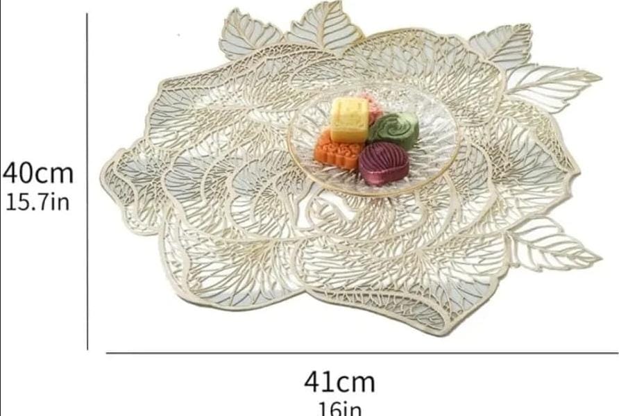 2/4/6/8 Vinyl Rose Design Placemats