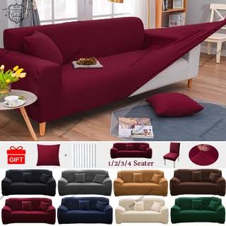 5 Seater (3+1+1) Sofa Cover Set 5 Seater Sofa Cover Elastic Fitted Solid Color Jersey Cover Comfortable Couch Cover Standard Size