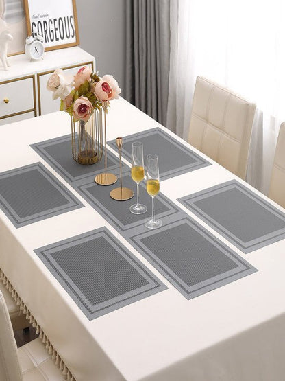 5 Pieces Grey A PVC Washable Placemats with Runner