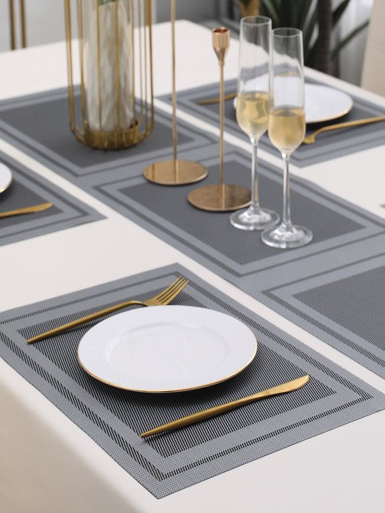 5 Pieces Grey A PVC Washable Placemats with Runner