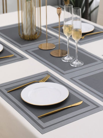 5 Pieces Grey A PVC Washable Placemats with Runner