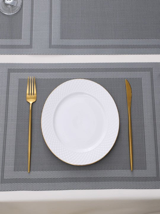5 Pieces Grey A PVC Washable Placemats with Runner