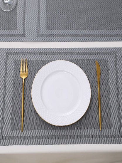 5 Pieces Grey A PVC Washable Placemats with Runner