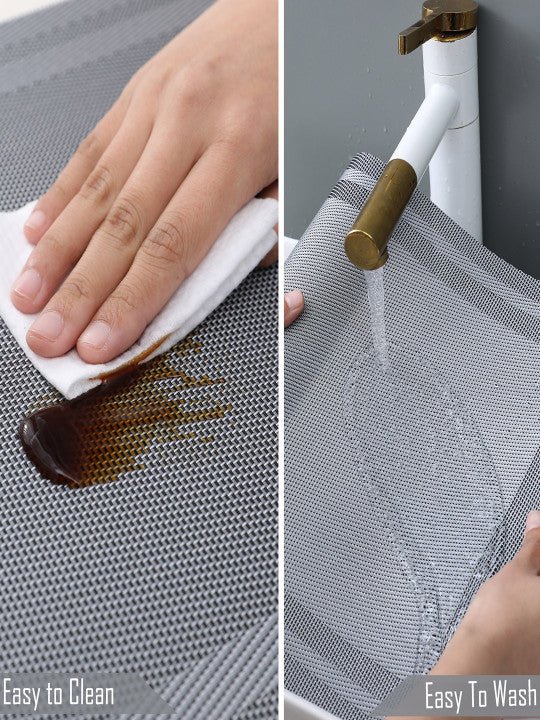 5 Pieces Grey A PVC Washable Placemats with Runner