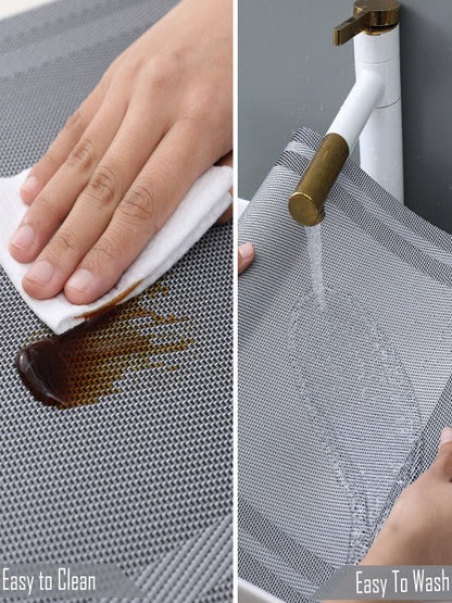 5 Pieces Grey A PVC Washable Placemats with Runner