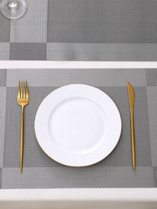5 Pieces Grey PVC Washable Placemats with Runner