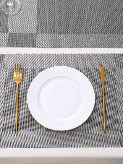 5 Pieces Grey PVC Washable Placemats with Runner
