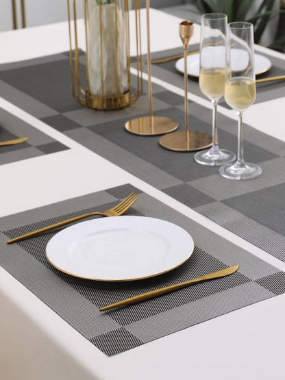 5 Pieces Grey PVC Washable Placemats with Runner