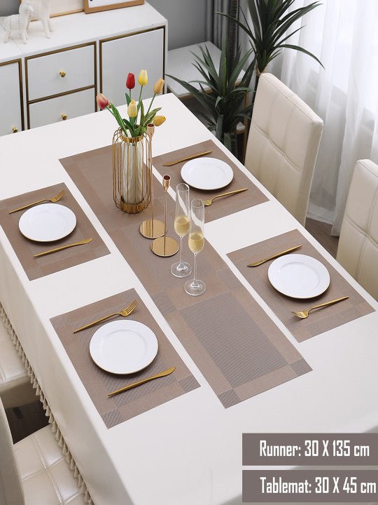 5 Pieces Light PVC Washable Placemats with Runner