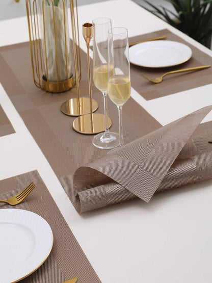 5 Pieces Light PVC Washable Placemats with Runner
