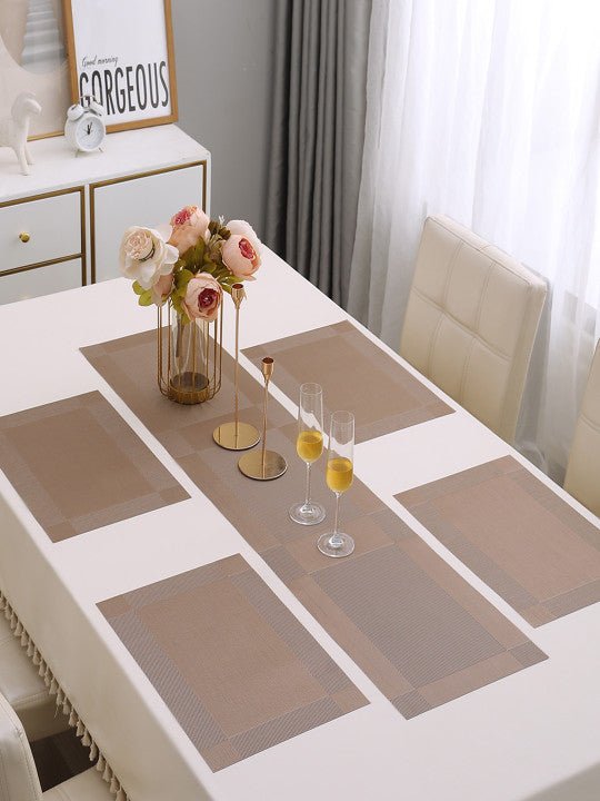 5 Pieces Light PVC Washable Placemats with Runner
