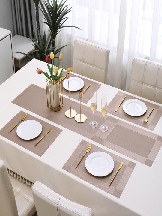 5 Pieces Light PVC Washable Placemats with Runner