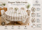 6 Seater Round Waterproof Table Cover with Elegant Lace Border New Design B