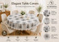 6 Seater Round Waterproof Table Cover with Elegant Lace Border New Design D