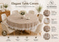 6 Seater Round Waterproof Table Cover with Elegant Lace Border New Design E