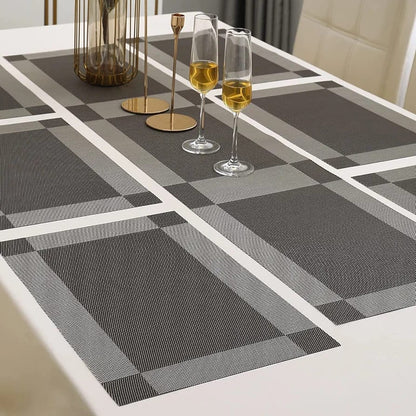 7 Pcs Dining Table Mat & Runner Set – Washable, Heat Resistant ( Gray)