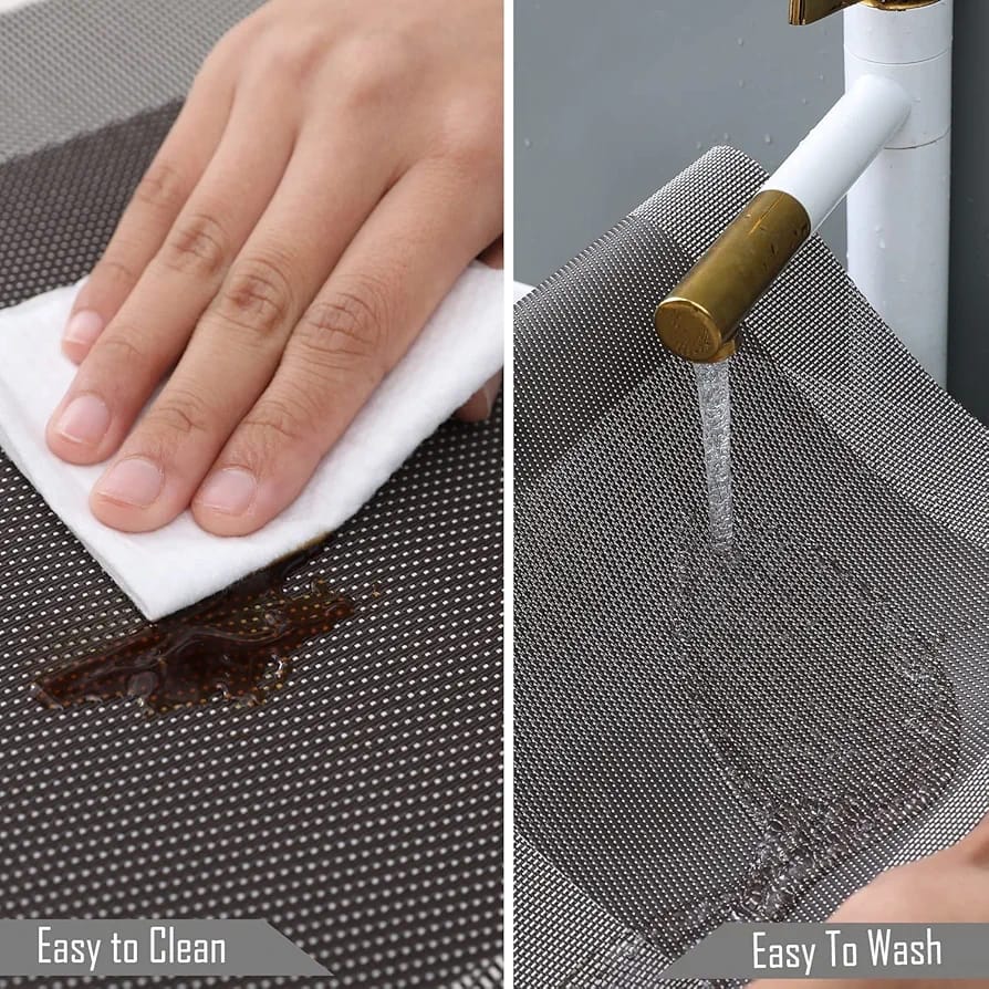 7 Pcs Dining Table Mat & Runner Set – Washable, Heat Resistant ( Gray)