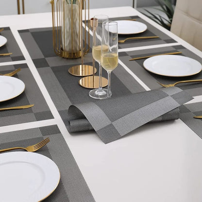 7 Pcs Dining Table Mat & Runner Set – Washable, Heat Resistant ( Gray)