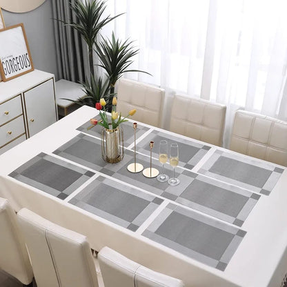 7 Pcs Dining Table Mat & Runner Set – Washable, Heat Resistant (Grey)