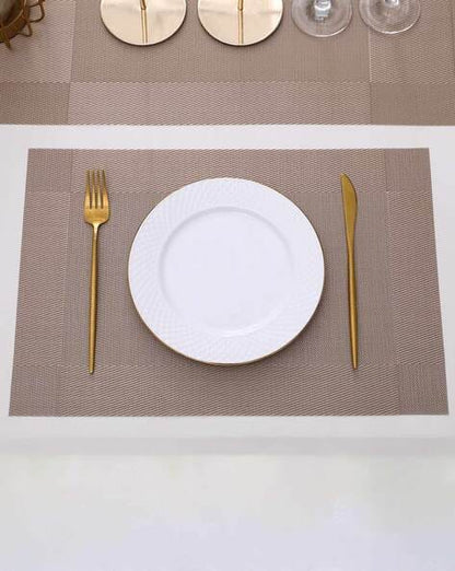 7 Pcs Dining Table Mat & Runner Set – Washable, Heat Resistant (Light Brown)