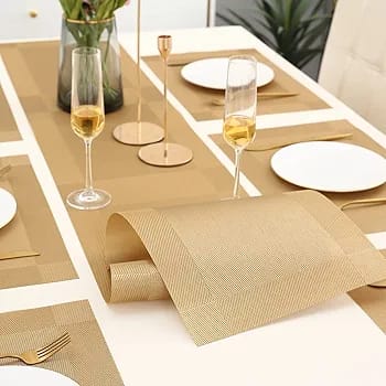 7 Pcs Dining Table Mat & Runner Set – Washable, Heat Resistant (New Beige)