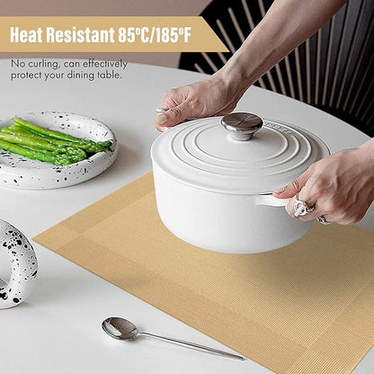 7 Pcs Dining Table Mat & Runner Set – Washable, Heat Resistant (New Beige)