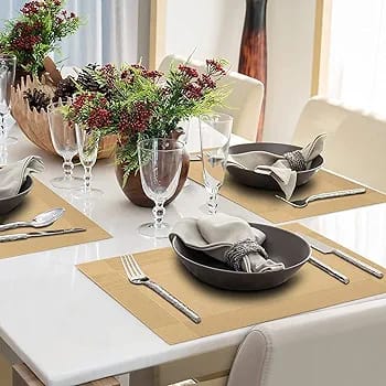 7 Pcs Dining Table Mat & Runner Set – Washable, Heat Resistant (New Beige)