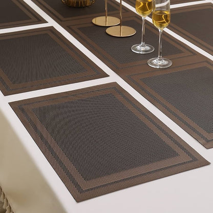 7 Pcs Dining Table Mat & Runner Set – Washable, Heat Resistant New Brown
