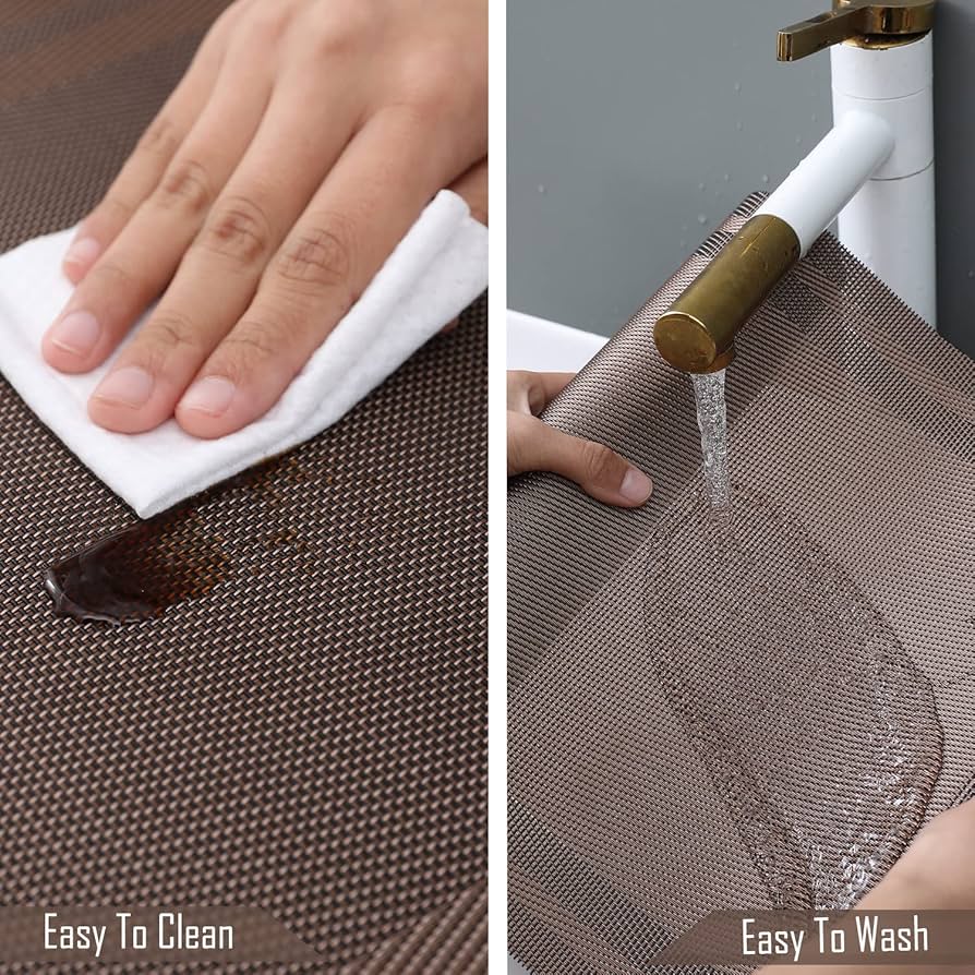 7 Pcs Dining Table Mat & Runner Set – Washable, Heat Resistant New Brown
