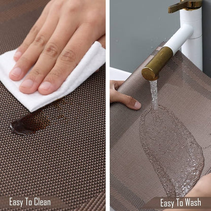 7 Pcs Dining Table Mat & Runner Set – Washable, Heat Resistant New Brown