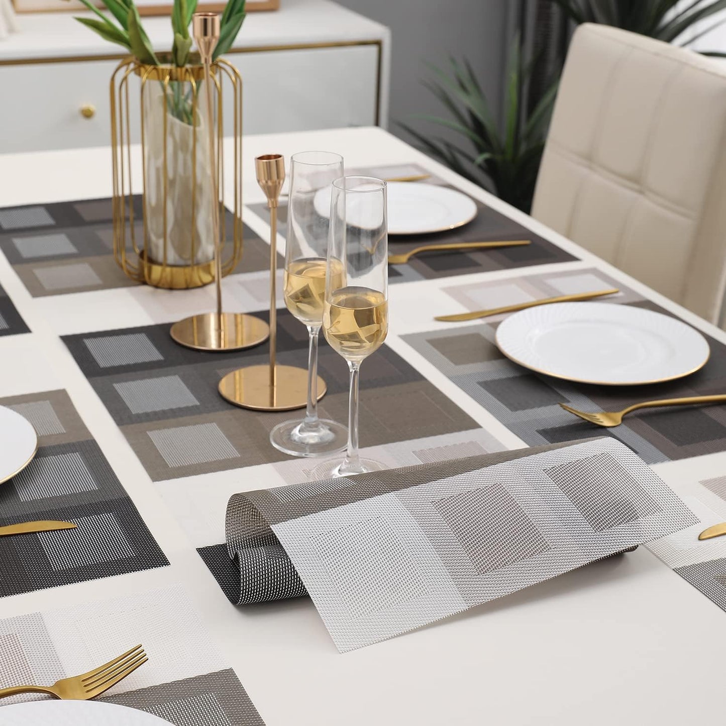 7 Pcs Dining Table Mat & Runner Set – Washable, Heat Resistant New Design
