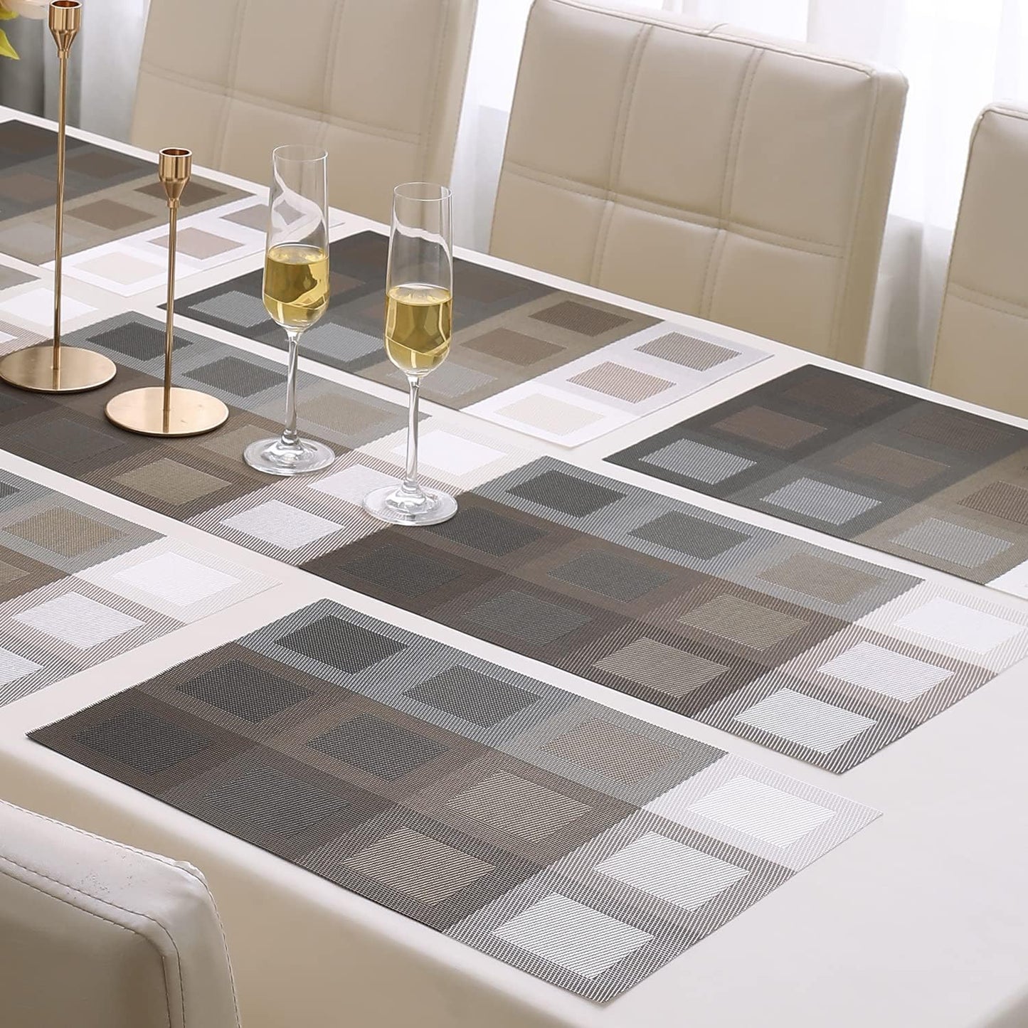 7 Pcs Dining Table Mat & Runner Set – Washable, Heat Resistant New Design