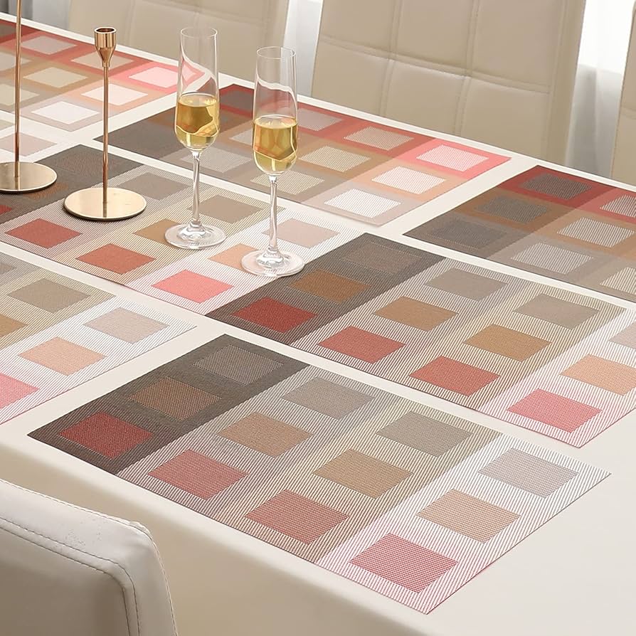 7 Pcs Dining Table Mat & Runner Set – Washable, Heat Resistant New Design A